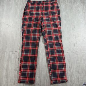 Zara Women's Navy Blue Red Yellow Plaid Skinny Trouser Pant Size 6 Ankle